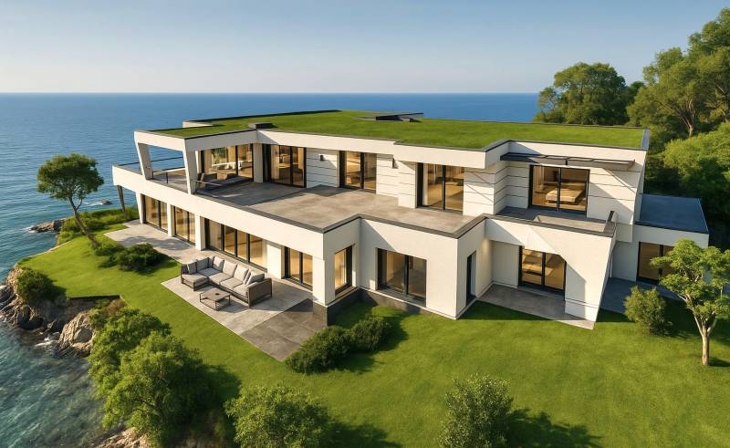 Villa contemporaine les pieds dans l'eau avec vue mer panoramique à vendre en Corse du Sud, Solenzara